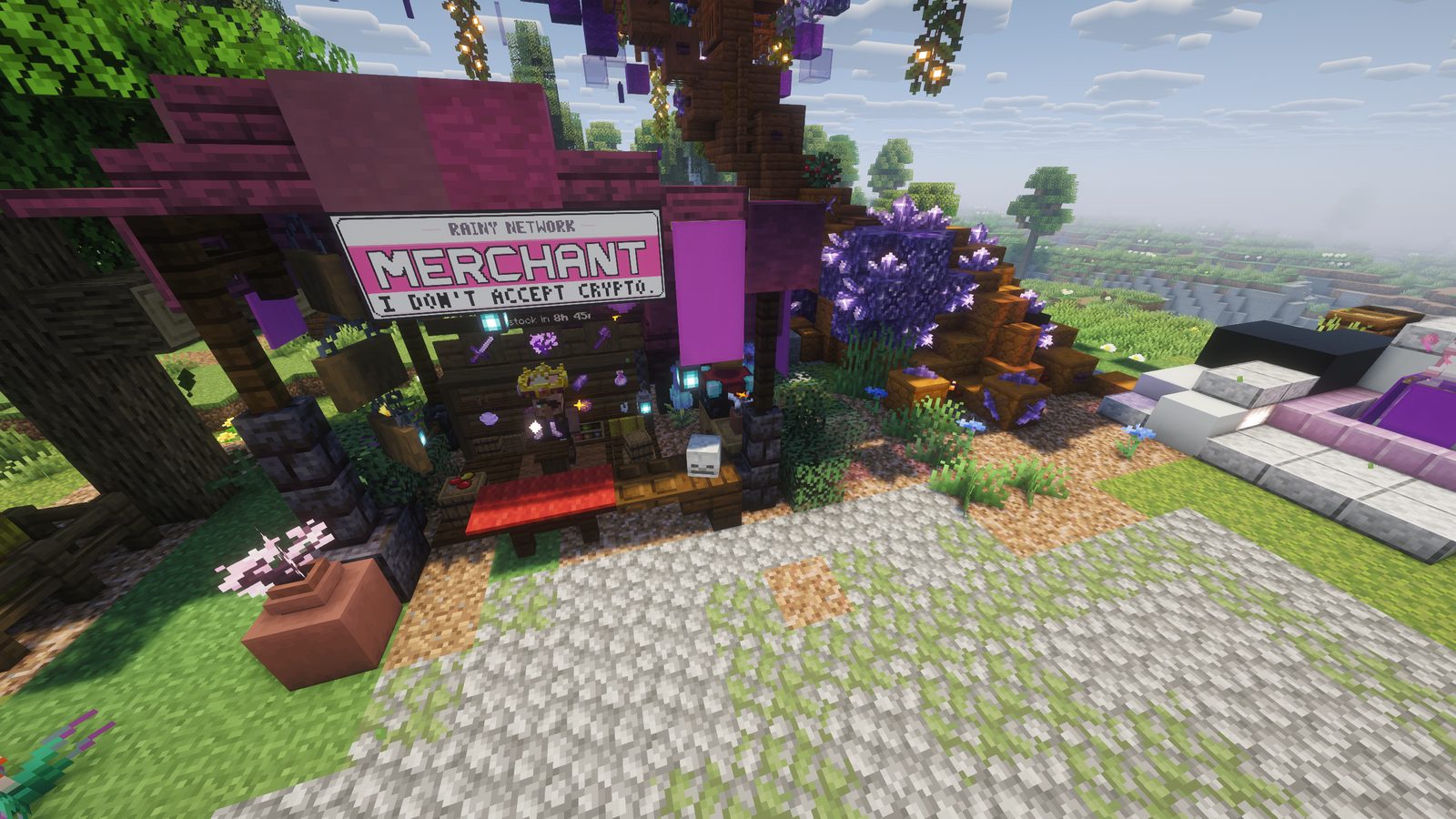 The Merchant stall under the purple tree