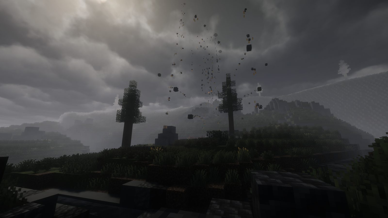 Meteors falling over the survival world
